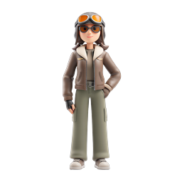 Female Pilot Character 3D Icon - Aviator Girl