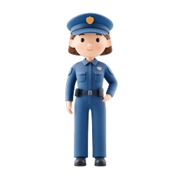 Female Police Officer 3D Character Icon