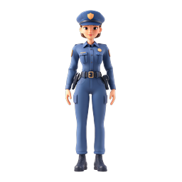 Female Police Officer 3D Character Icon
