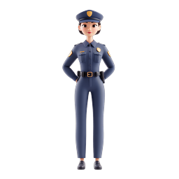 ภาพประกอบตัวละคร 3D ตำรวจหญิง