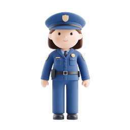 親しみやすい女性警察官の 3D キャラクターアイコン