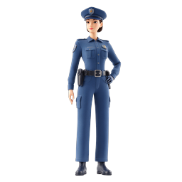 Female Police Officer 3D Character Icon