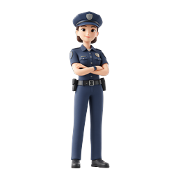 Female Police Officer 3D Character Icon