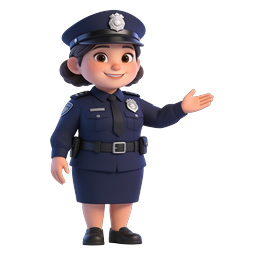 Friendly Female Police Officer 3D Character Icon