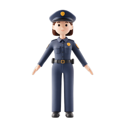 Female Police Officer 3D Character Icon