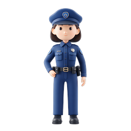 Female Police Officer 3D Character Icon