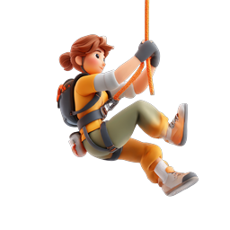 Female Rock Climber 3D Adventure Icon - Outdoor Sports