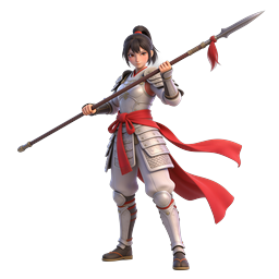 Female Samurai Warrior with Spear – 3D Character Icon