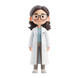 Icono de personaje de científica - Investigadora de laboratorio estilo arcilla 3D