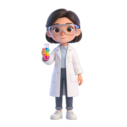 Female Scientist Character Icon | 3D Cartoon Lab Coat Avatar