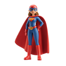 Female Superhero 3D Character Icon - Heroic Pose