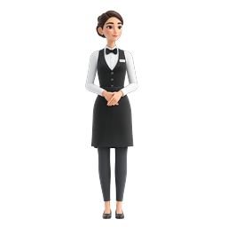 Biểu tượng nhân vật 3D nữ phục vụ chuyên nghiệp