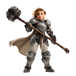 Dynamic Female Warrior Icon for Gaming and Fantasy Themes