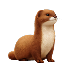 Realistic Ferret Weasel Animal Icon - Brown & Cream