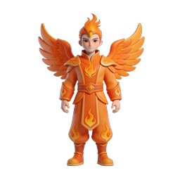Dynamic Fiery Angel Character Icon for Fantasy Themes