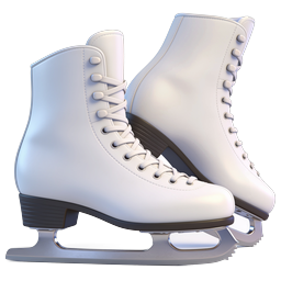 Icono 3D de patines de hielo blancos clásicos