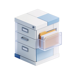 Isometric Filing Cabinet Icon for Office & Productivity
