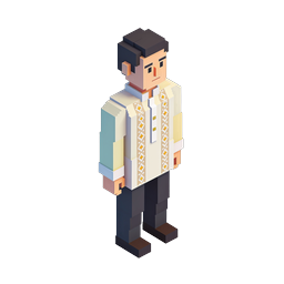 Filipino Barong Tagalog Voxel Man Character Icon