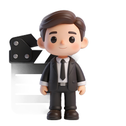 Film Director Character with Clapperboard Icon - 3D Style