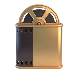 Vintage Film Reel Canister Icon - 3D Realistic