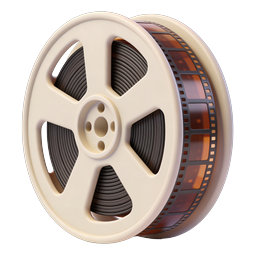 Classic Film Reel Cinema Icon - 3D Movie Reel