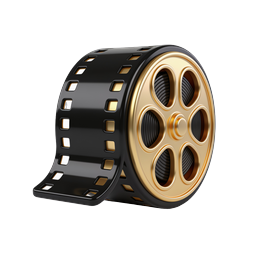 Premium Golden Film Reel Icon | Cinema & Movie