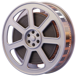Classic Cinema Film Reel Icon - 3D Realistic Design