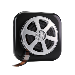 Icône de bobine de film 3D classique pour le cinéma et les médias