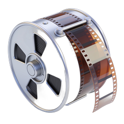 Classic Silver Film Reel Icon - Vintage Cinema