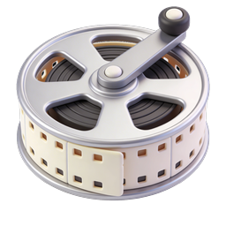 3D Film Reel Icon - Classic Cinema Movie Reel