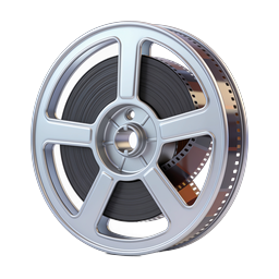Film Reel Car Wheel Cinema Icon - 3D Rendered