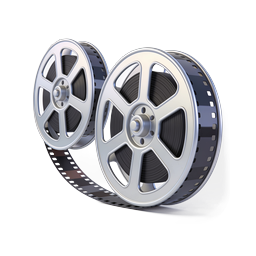 Classic Film Reels Cinema Icon | 3D Realistic Movie Design