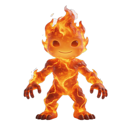 キュートな火の精霊キャラクター 3D アイコン