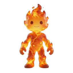 Icône de personnage élémentaire de feu mignon 3D - mascotte flamme