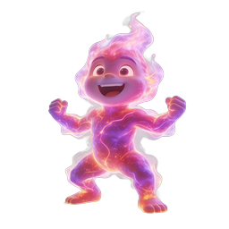 Cheerful Pink Fire Elemental Character 3D Icon