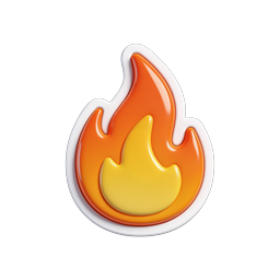 Fire Flame Icon - Glossy 3D Hot Symbol for Apps