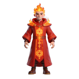 Fire Mage Character Icon - 3D Clay Style Fantasy Avatar