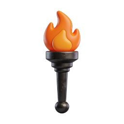 3D Fire Torch Icon - Flame Symbol for Sports & Games