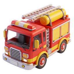 Vibrant Cartoon Fire Truck Icon for Safety Themes