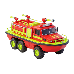 3D-Icon Illustration eines roten Feuerwehrwagen-Wasserkanone