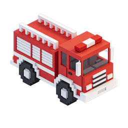 Isometric Fire Truck Icon for Emergency Services