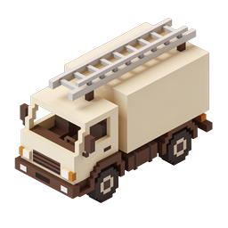 Isometric Fire Truck Voxel Icon - 3D Pixel Art