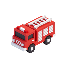Red Fire Truck Isometric Voxel Icon for Emergency Apps