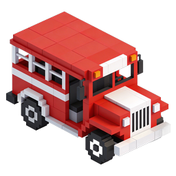 Fire Truck Isometric 3D Voxel Icon | Emergency Vehicle