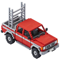 Voxel Fire Truck 3D Icon - Isometric Emergency Vehicle
