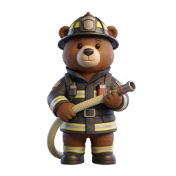 Cute Firefighter Bear 3D Character Icon