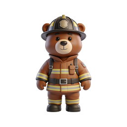 Adorable Firefighter Bear Icon for Kids