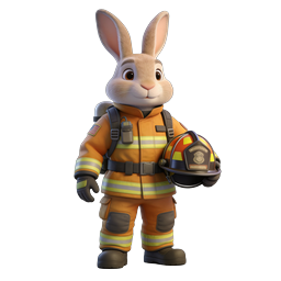 Playful Firefighter Bunny Icon for Kids