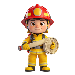 Cartoon Firefighter Character Icon - 3D Render