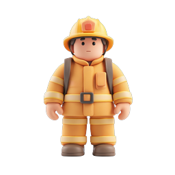 Firefighter Character Icon - 3D Clay Style Hero